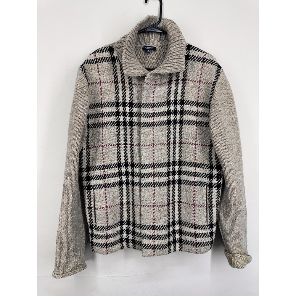Burberry London Size 10 (Tag M) Nova Check 100% Cashmere/Merino Collared Jacket